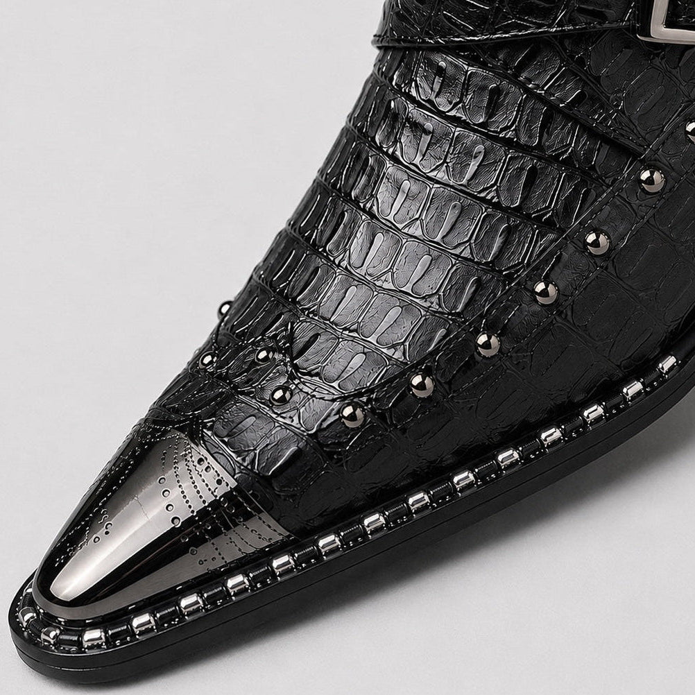 Vostano Leather Monk Strap Ankle Boots