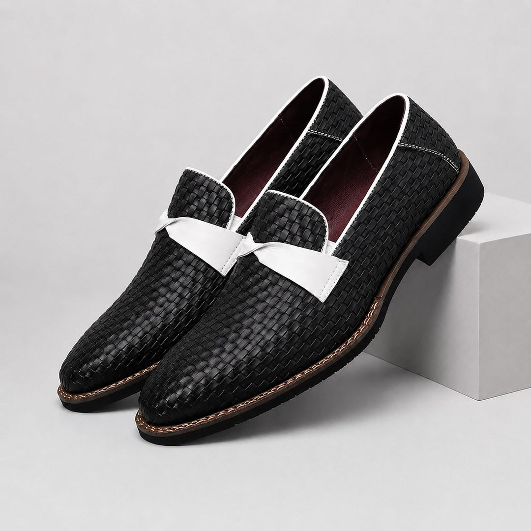 Brentwood Leather Woven Penny Loafers