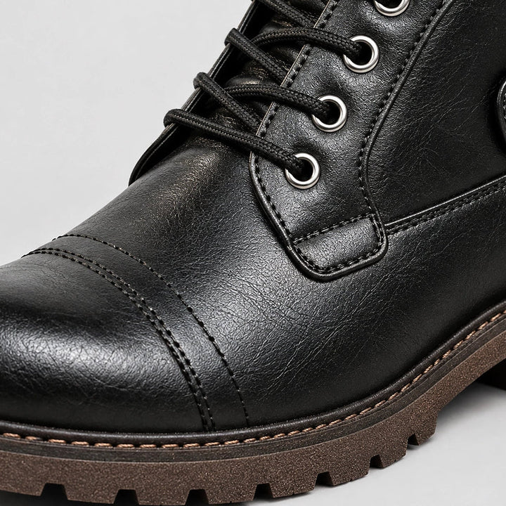 Dalworth Leather Combat Boots — 688 Black Models (mens shoe zoom)