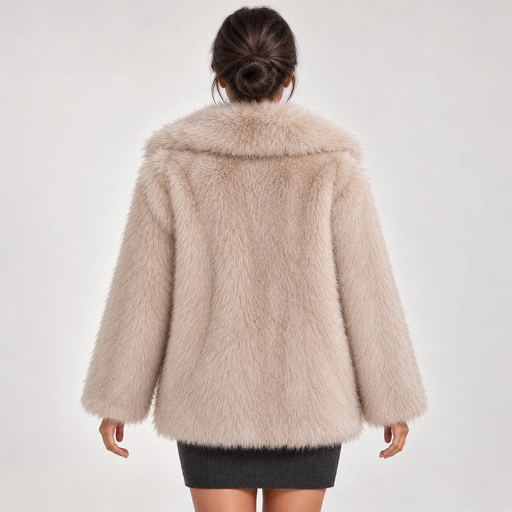 Neravessa Lapel Coat — Beige (apparel back)