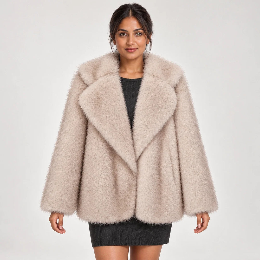 Neravessa Lapel Coat — Beige (apparel front)