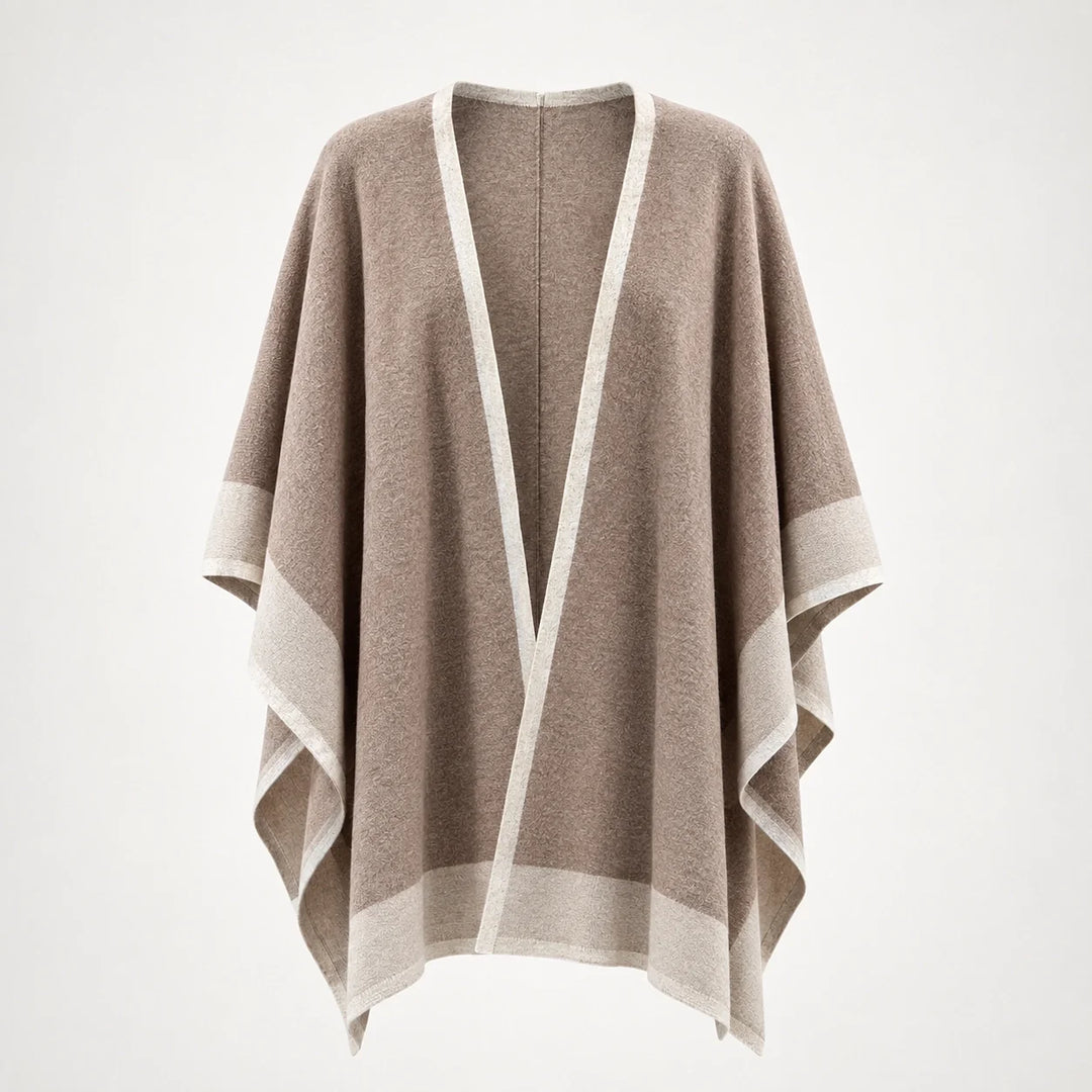 Halvera Merino Wool Poncho — Beige (apparel solo)