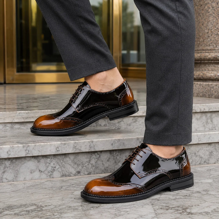 Halford Leather Brogue Oxford — Black And White (footwear environment 1)