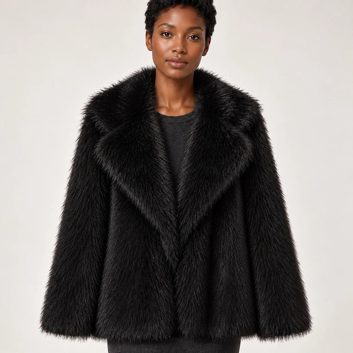 Neravessa Lapel Coat — Black (apparel detail)