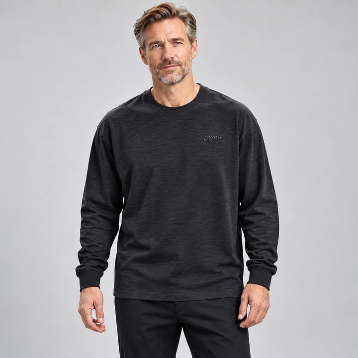 Delsaire Cotton Crewneck Tee — Black (apparel front)
