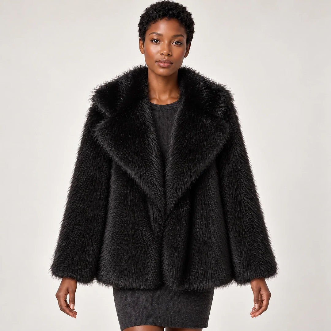 Neravessa Lapel Coat — Black (apparel front)