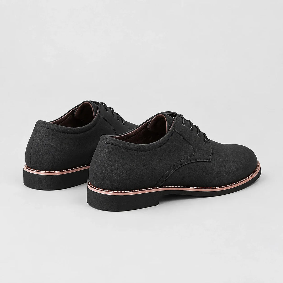 Halkirk Leather Derby Oxfords — Black (mens shoe angle)