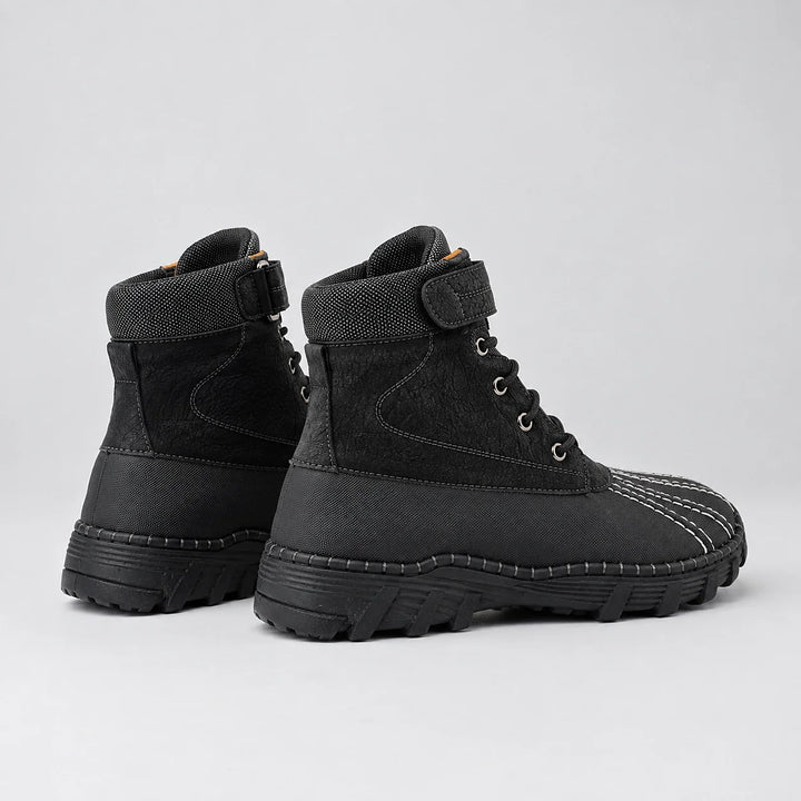 Broden Leather Duck Boots — Black (mens shoe angle)