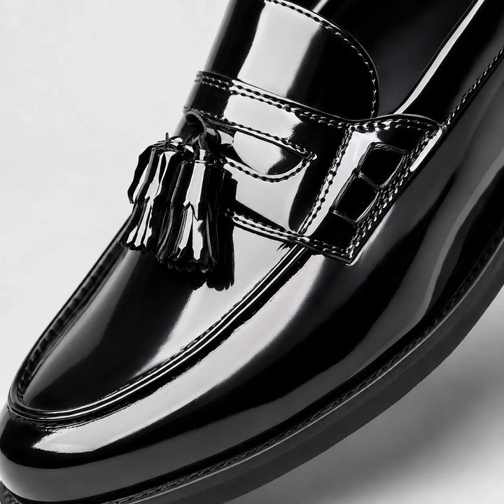 Halcourt Leather Tassel Loafers — Black (mens shoe zoom)