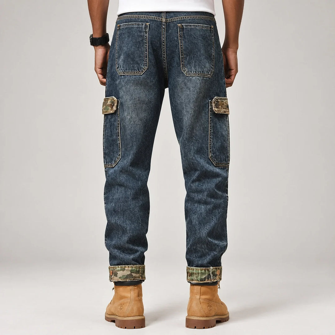 Breckon Cotton Cargo Jeans — Blue (apparel back)