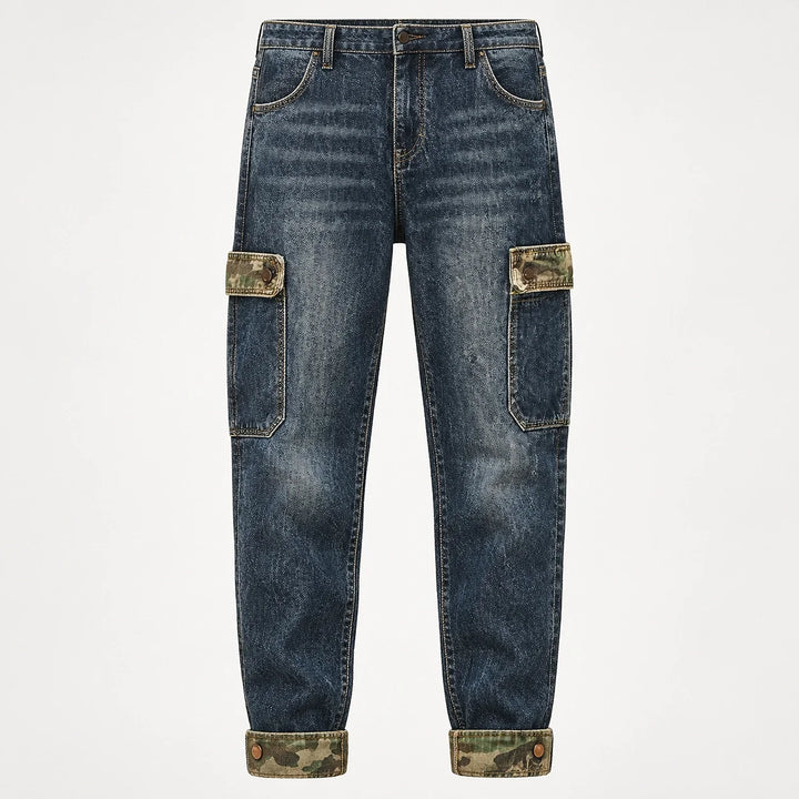 Breckon Cotton Cargo Jeans — Blue (apparel solo)