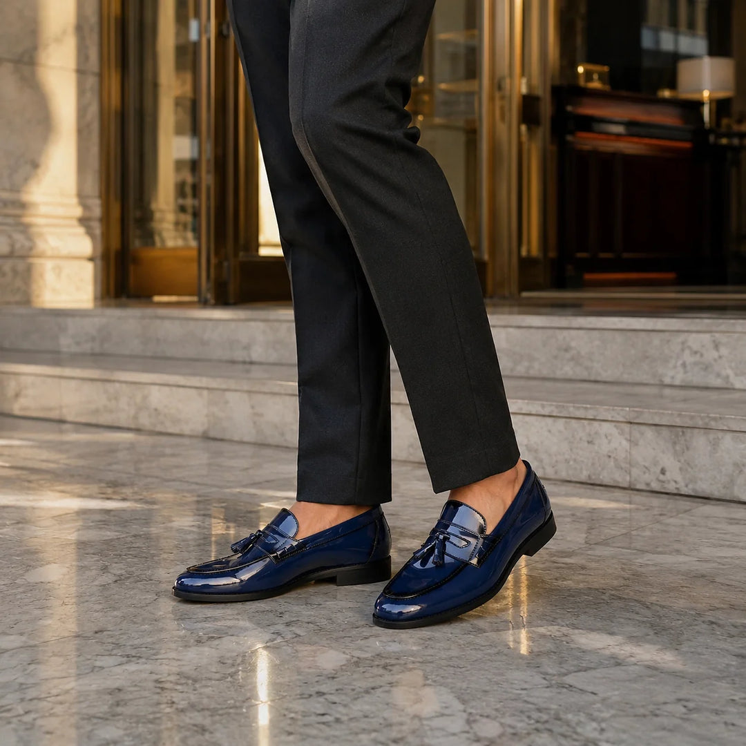 Halcourt Leather Tassel Loafers — Blue (footwear environment 1)