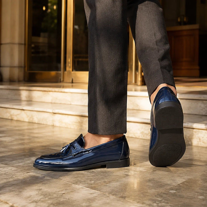 Halcourt Leather Tassel Loafers — Blue (footwear environment 3)