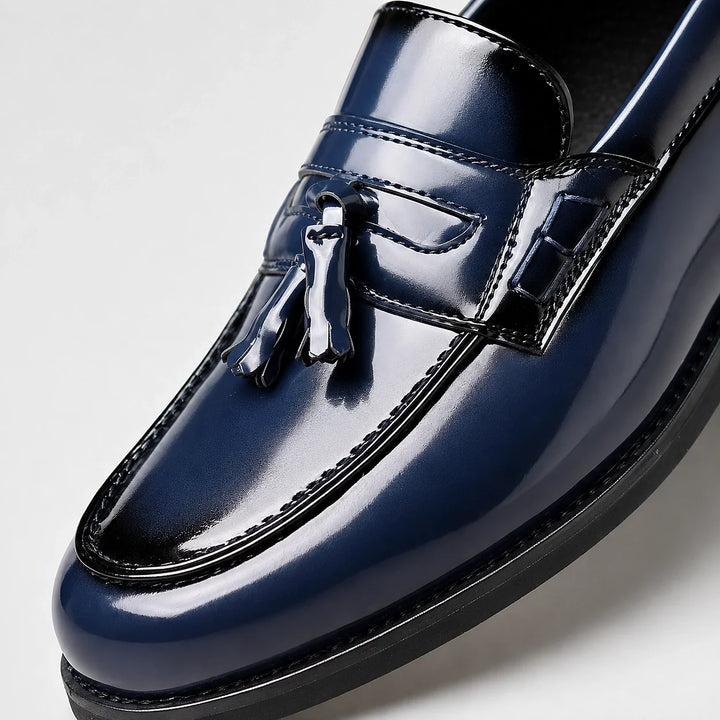 Halcourt Leather Tassel Loafers — Blue (mens shoe zoom)