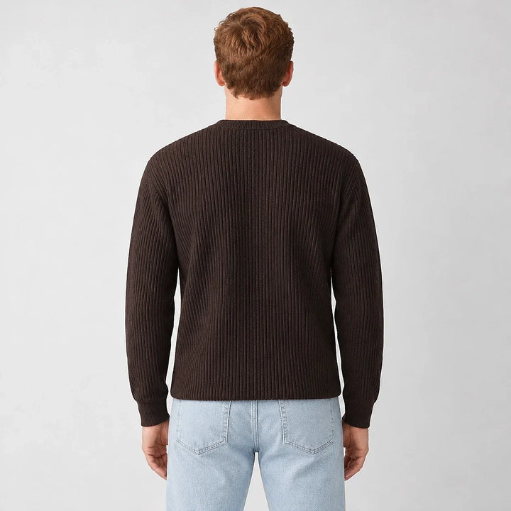 Harlen Ribbed Crewneck Sweater — Brown (apparel back)