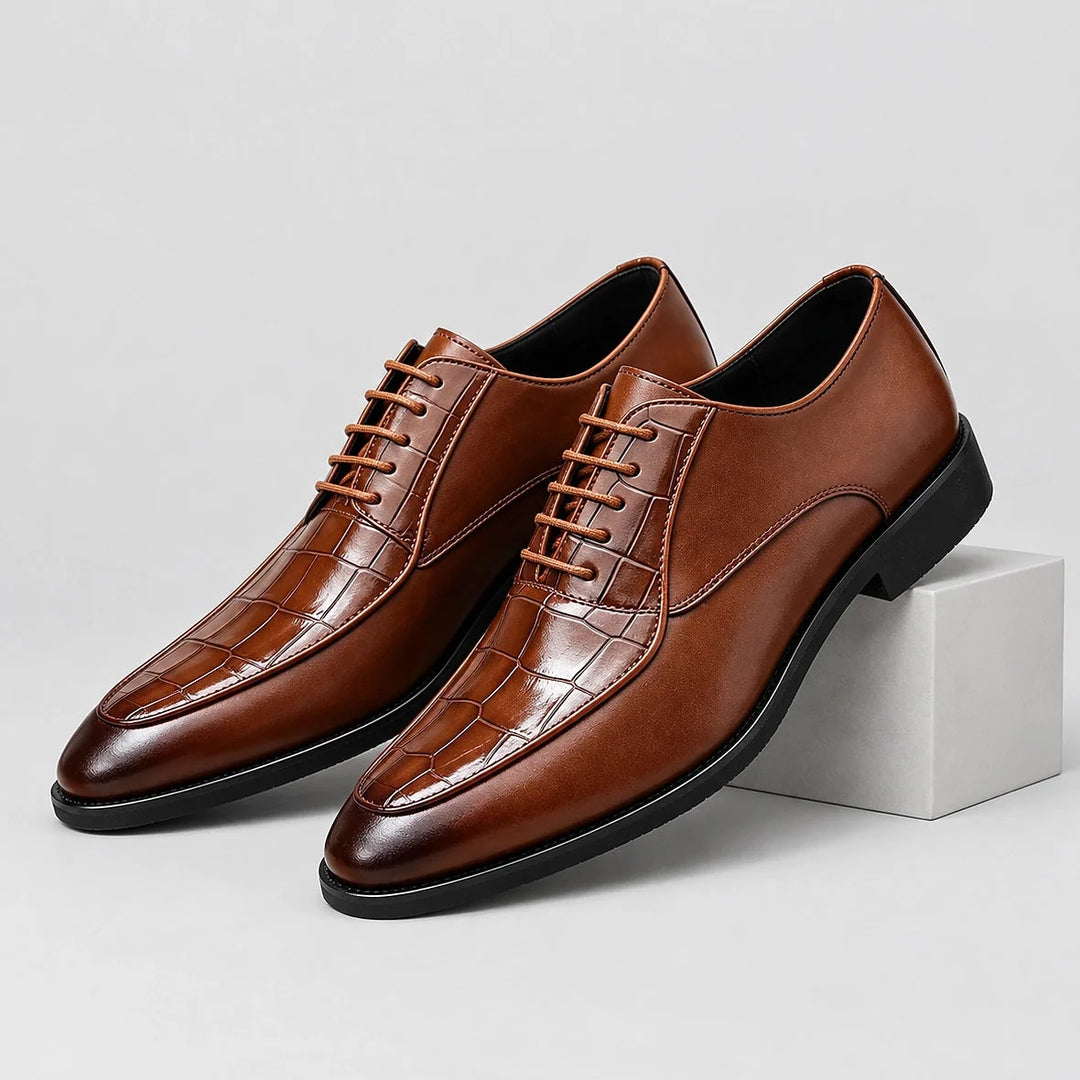 Dorval Leather Oxford Dress Shoes — Brown (mens shoe pedestal)