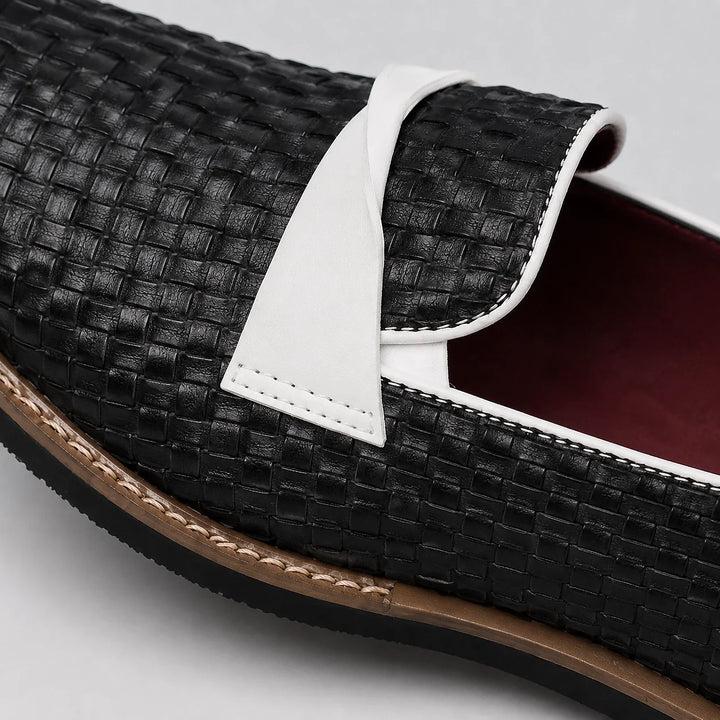 Delvoro Leather Woven Loafers — Brown (mens shoe zoom)