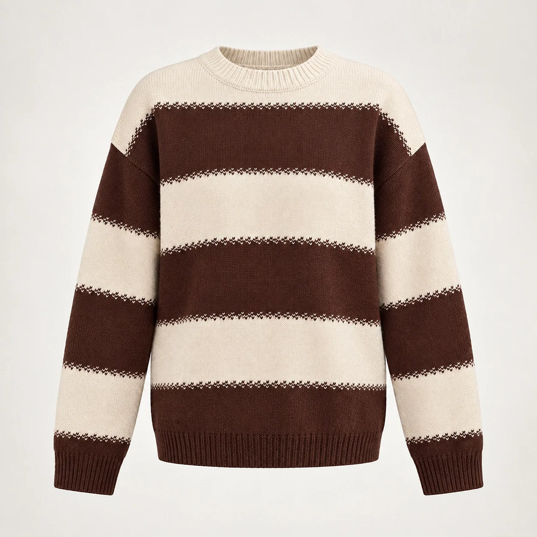 Dalroy Striped Knit Sweater — Cream Chocolate Stripe (apparel solo)