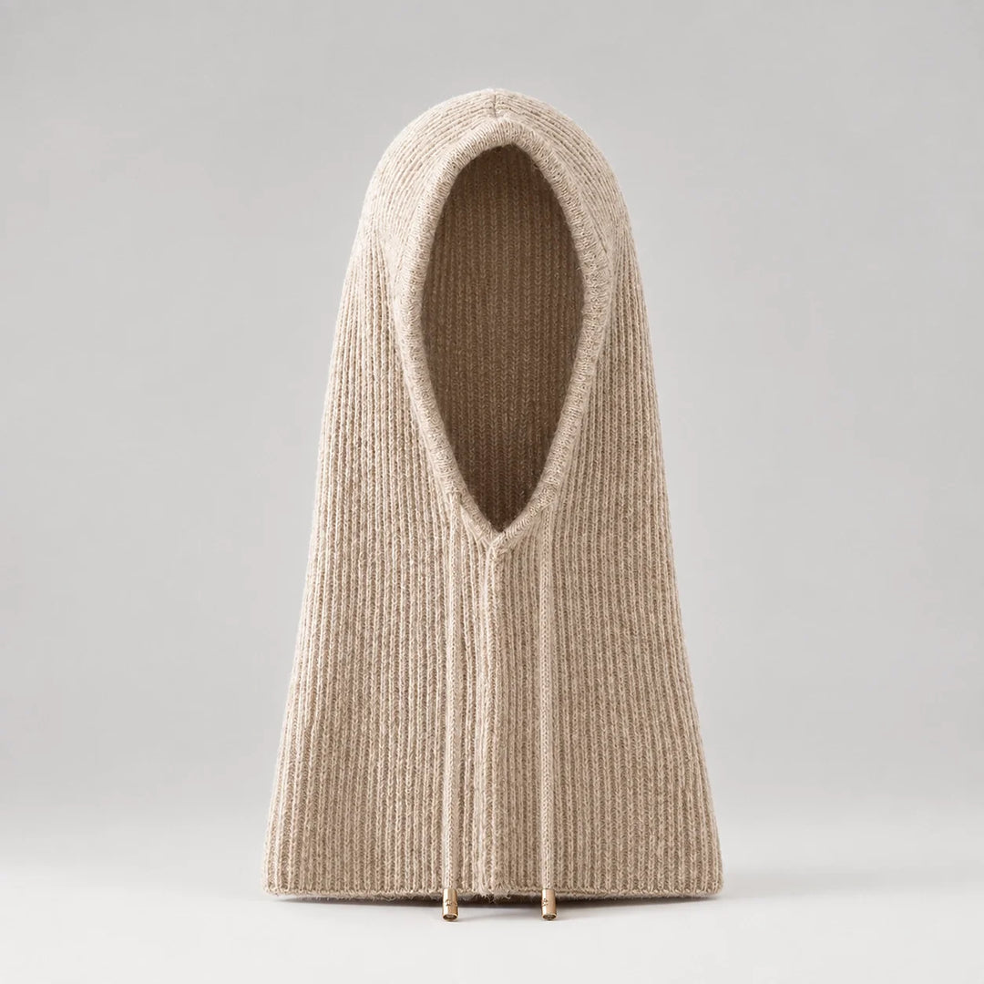 Brynn Wool Blend Balaclava Hood — Cream (headwear solo front)