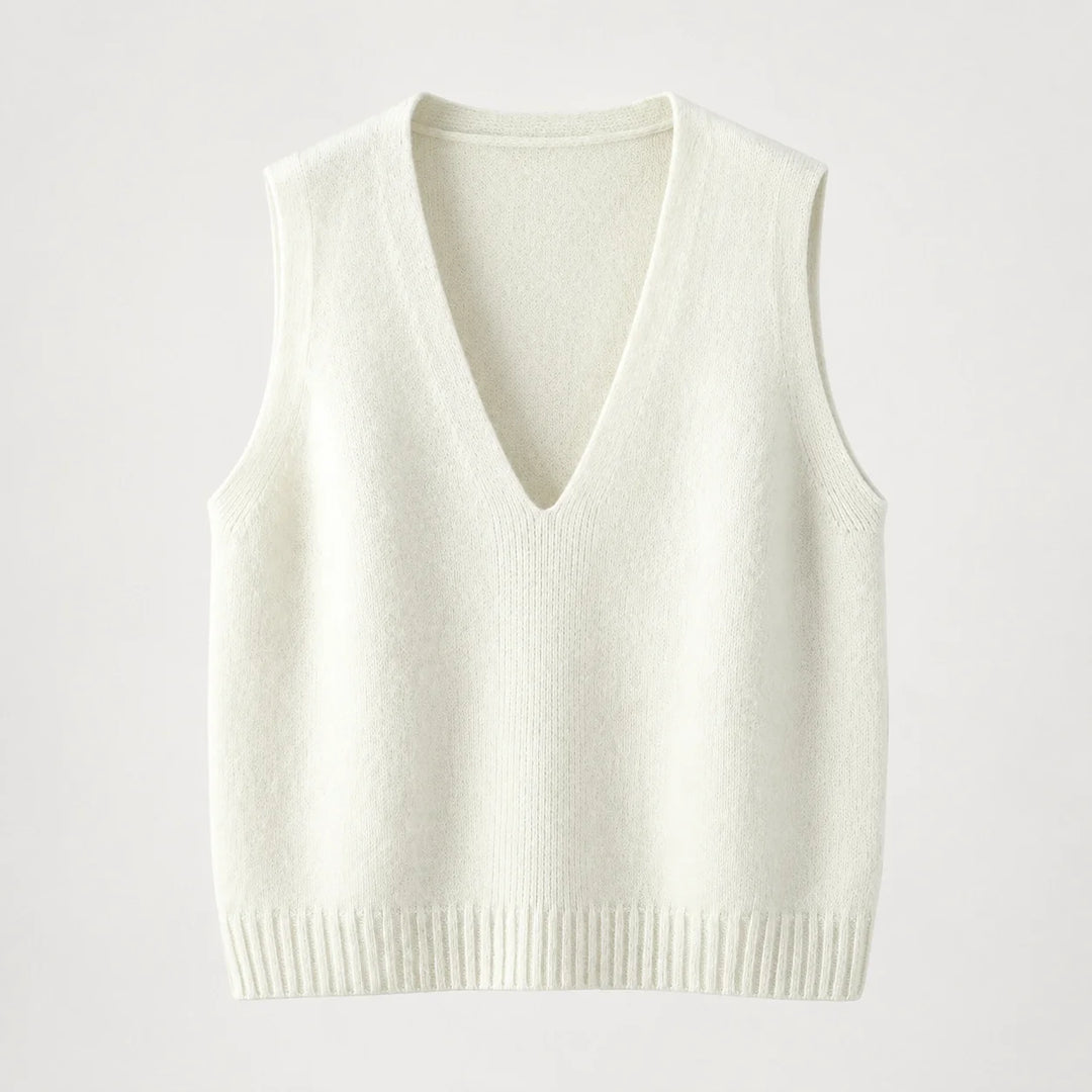 Harlo Wool Sweater Vest — Cream White (apparel solo)