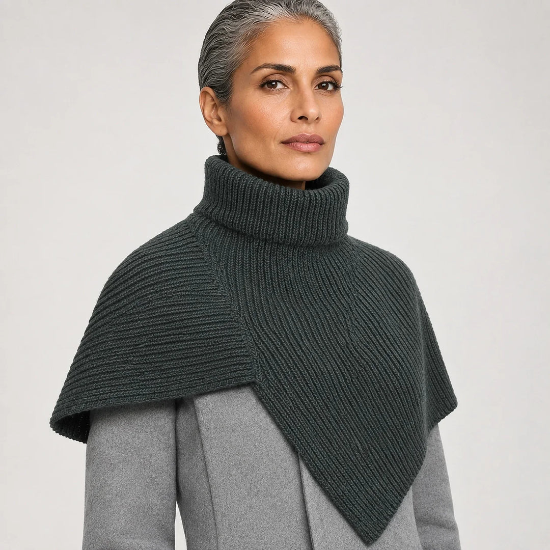 Belvara Ribbed Knit Wrap — Dark Gray (apparel detail)