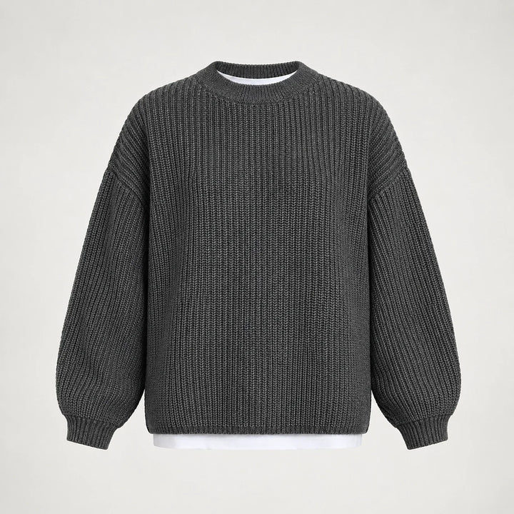 Brynn Ribbed Knit Sweater — Dark Gray (apparel solo)