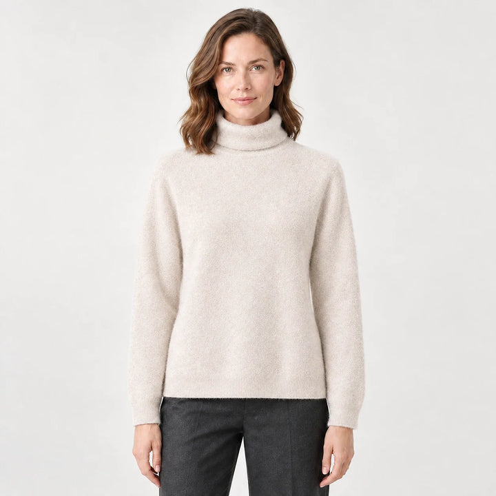 Delwyn Cashmere Turtleneck Sweater — Ivory (apparel front)