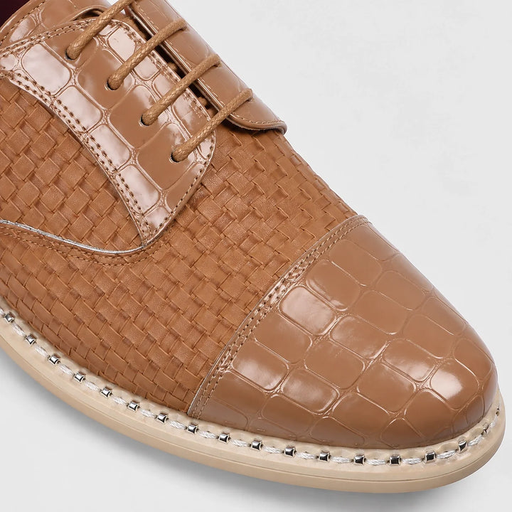 Delvano Leather Oxford Dress Shoes — Khaki (mens shoe zoom)