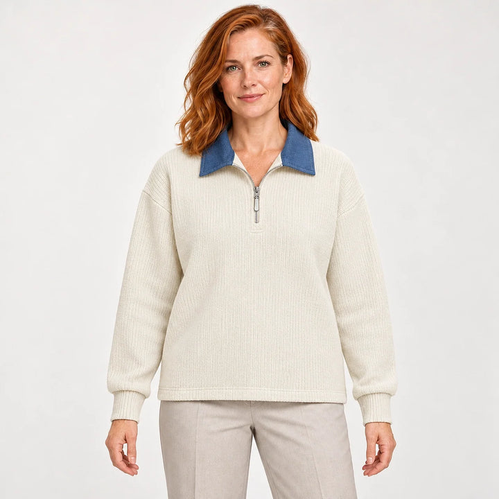Darsenne Knit Sweater — Light Beige (apparel front)
