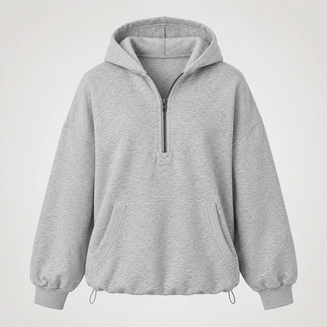 Brelyn Oversized Half-Zip Hoodie — Light Gray (apparel solo)