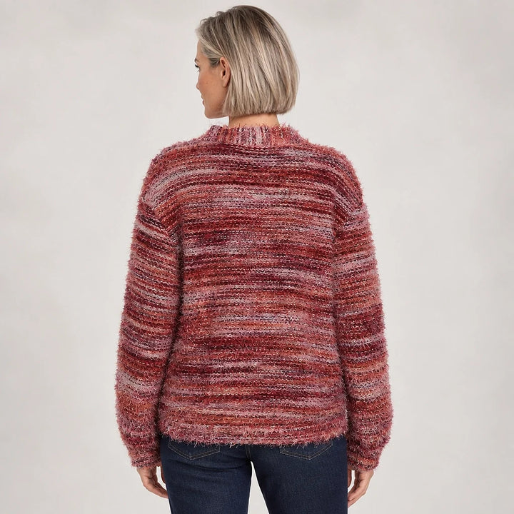 Belara Cotton Blend Cardigan — Mauve (apparel back)
