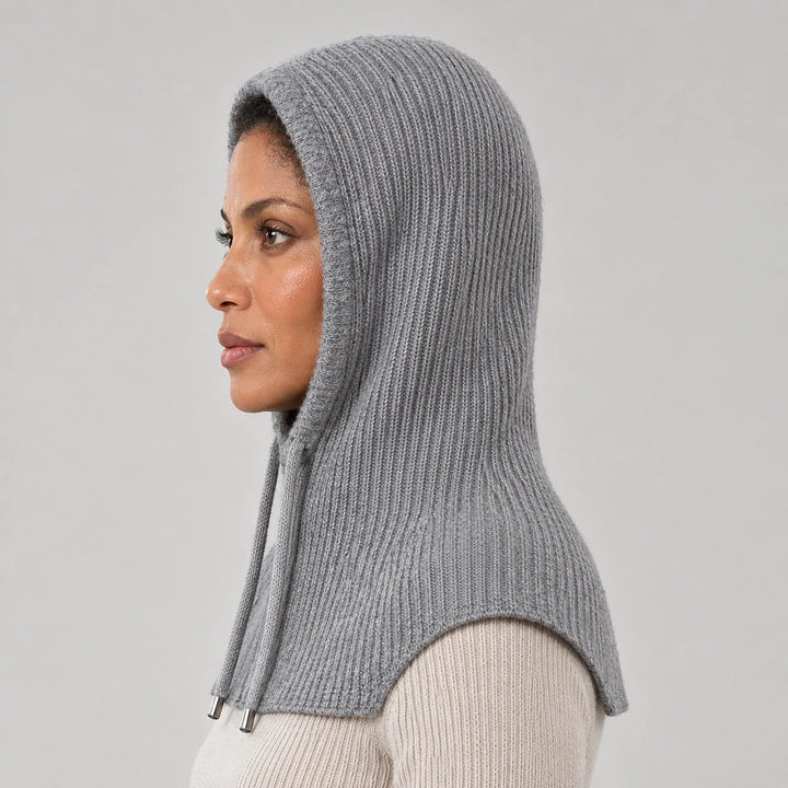 Brynn Wool Blend Balaclava Hood — Medium Gray (headwear model alt)