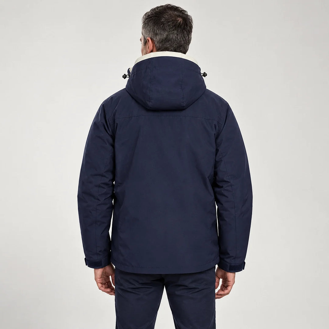 Draven Fleece Lined Jacket — Navy & White (apparel back)