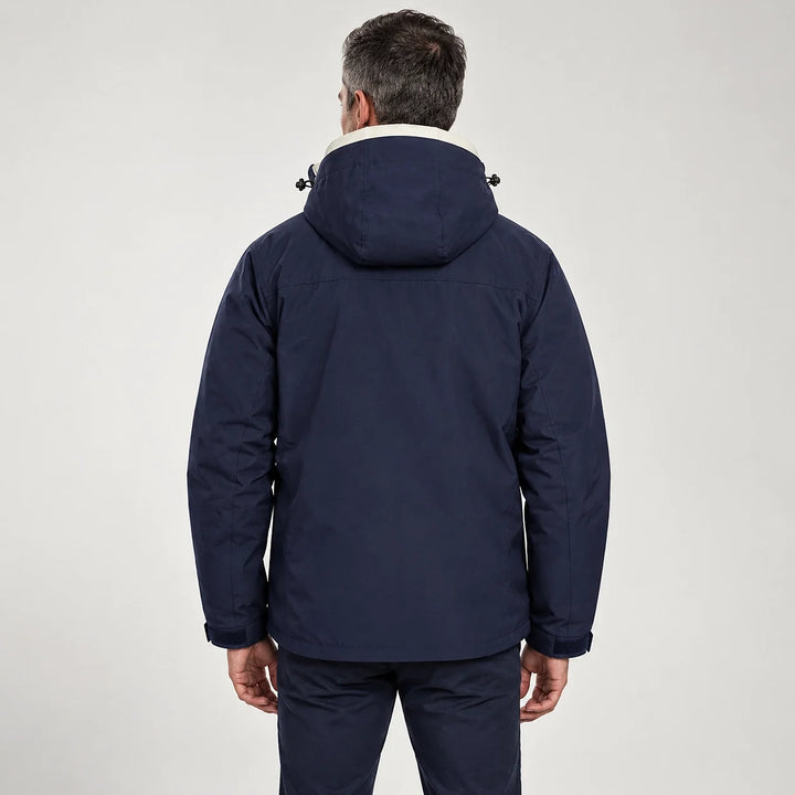 Draven Fleece Lined Jacket — Navy & White (apparel back)