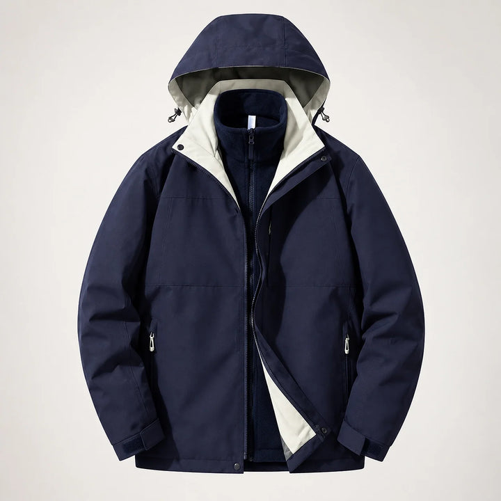 Draven Fleece Lined Jacket — Navy & White (apparel solo)