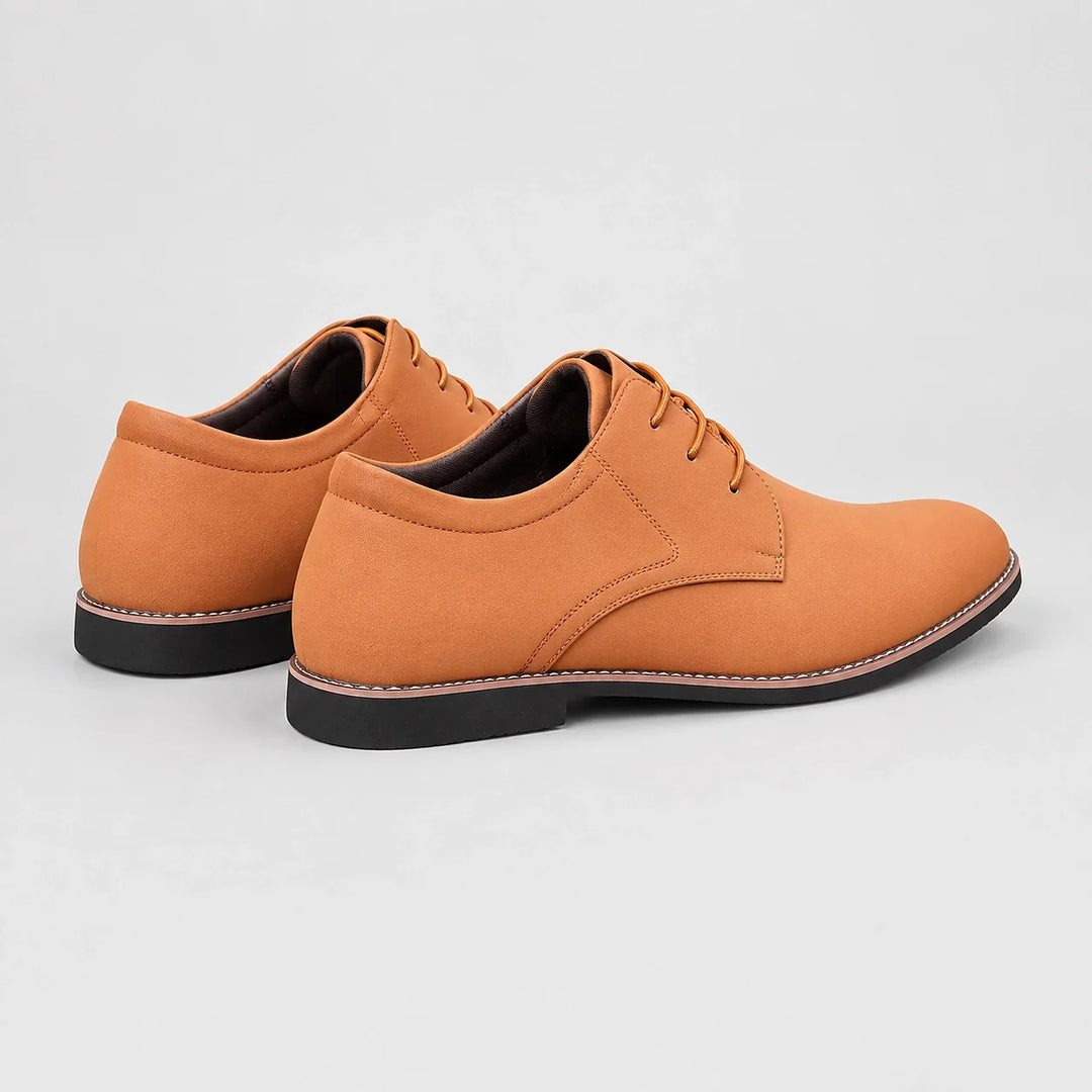 Halkirk Leather Derby Oxfords — Orange (mens shoe angle)