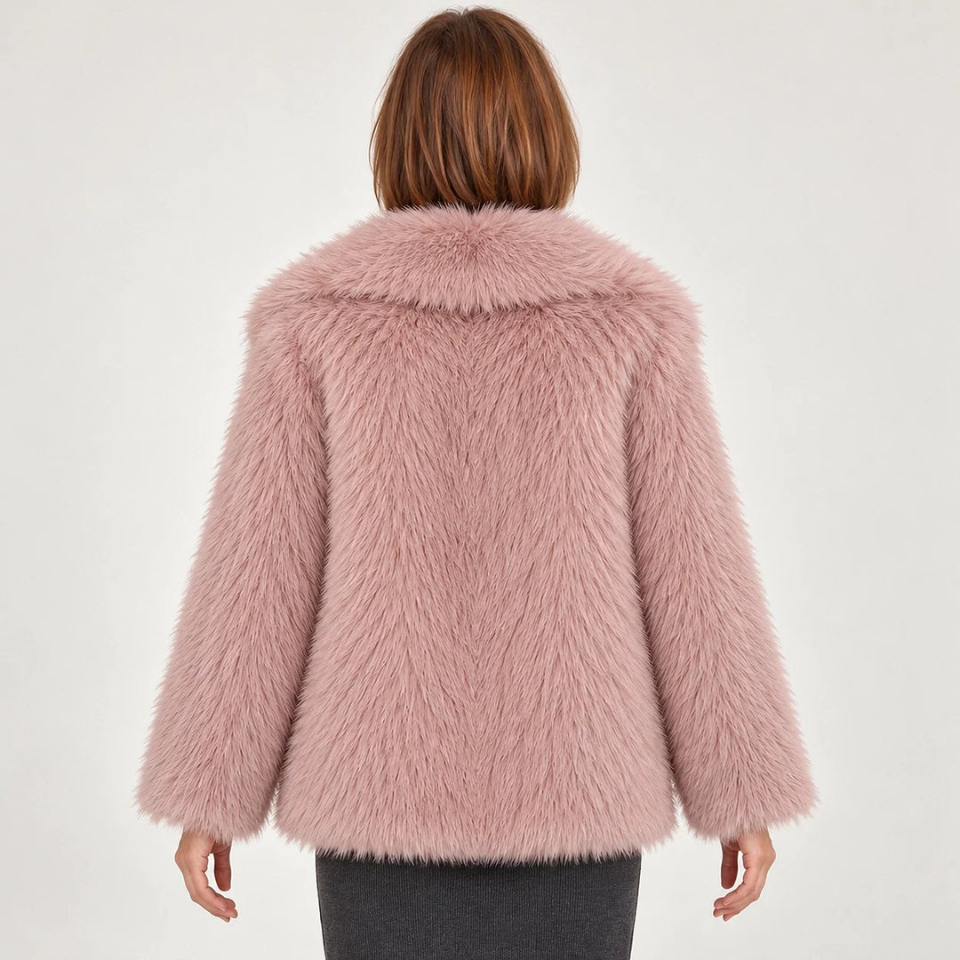 Neravessa Lapel Coat — Pink (apparel back)