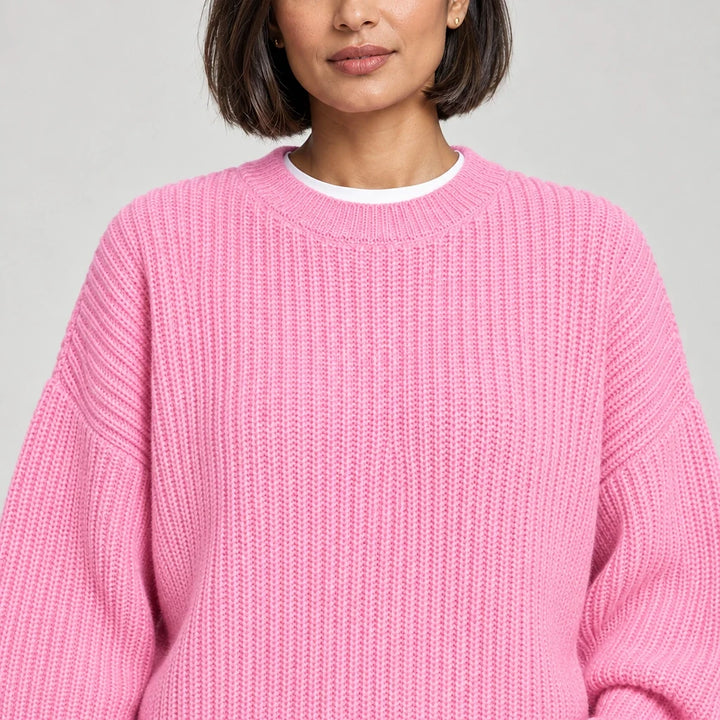 Brynn Ribbed Knit Sweater — Pink (apparel detail)