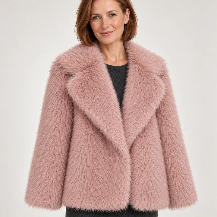 Neravessa Lapel Coat — Pink (apparel detail)