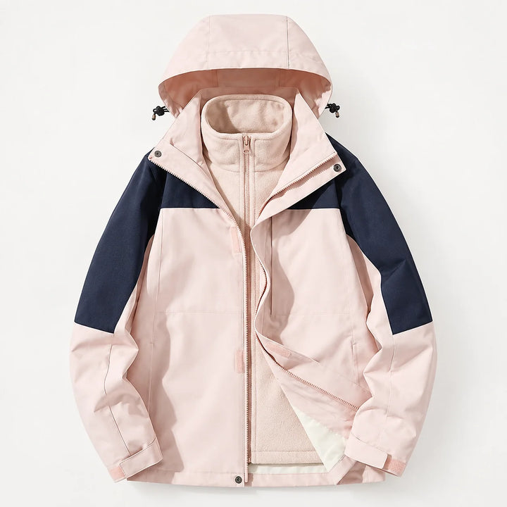 Brindal Hooded Shell Jacket — Pink & Navy (apparel solo)