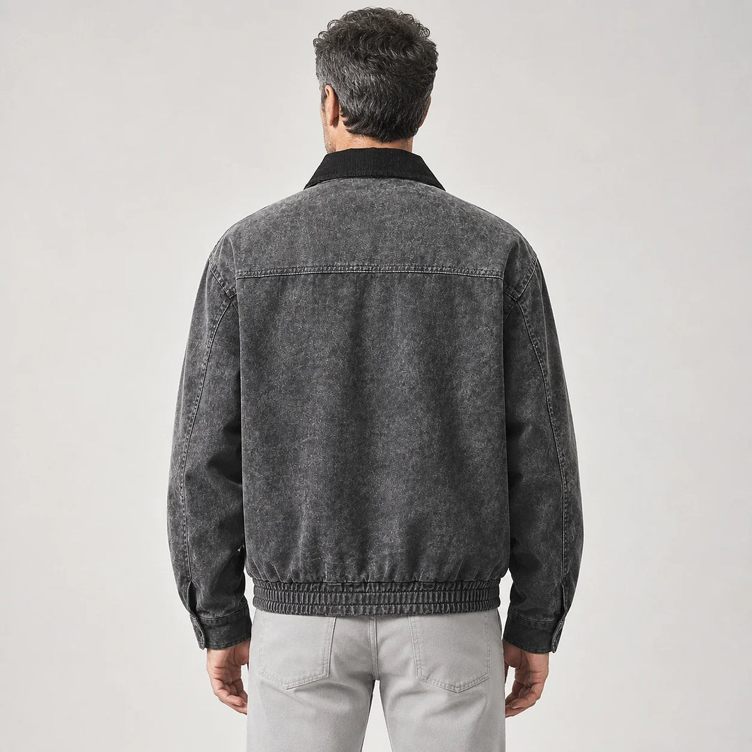 Drexel Cotton Washed Jacket — Rock Gray (apparel back)