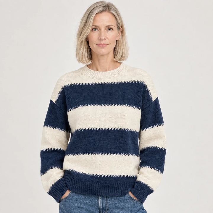 Dalroy Striped Knit Sweater — Royal Blue (apparel detail)
