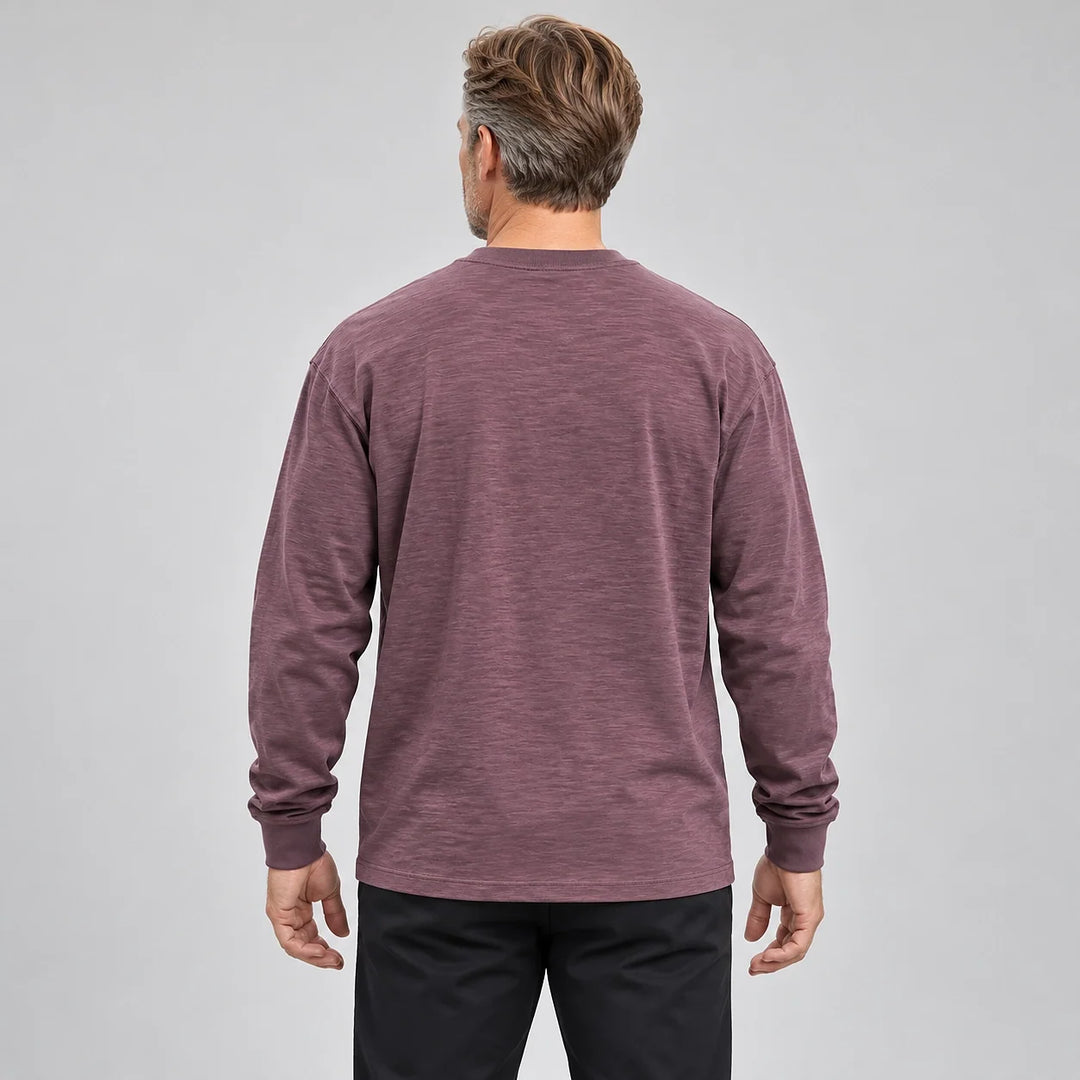 Delsaire Cotton Crewneck Tee — Sauce Purple (apparel back)
