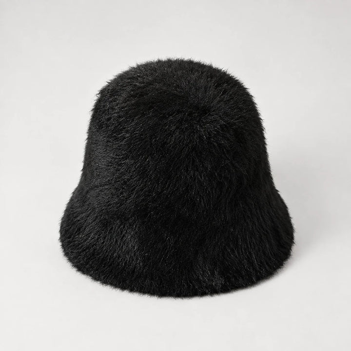 Beloria Rabbit Fur Bucket Hat — Short Rabbit Fur Bucket Hat - Black (headwear solo alt)