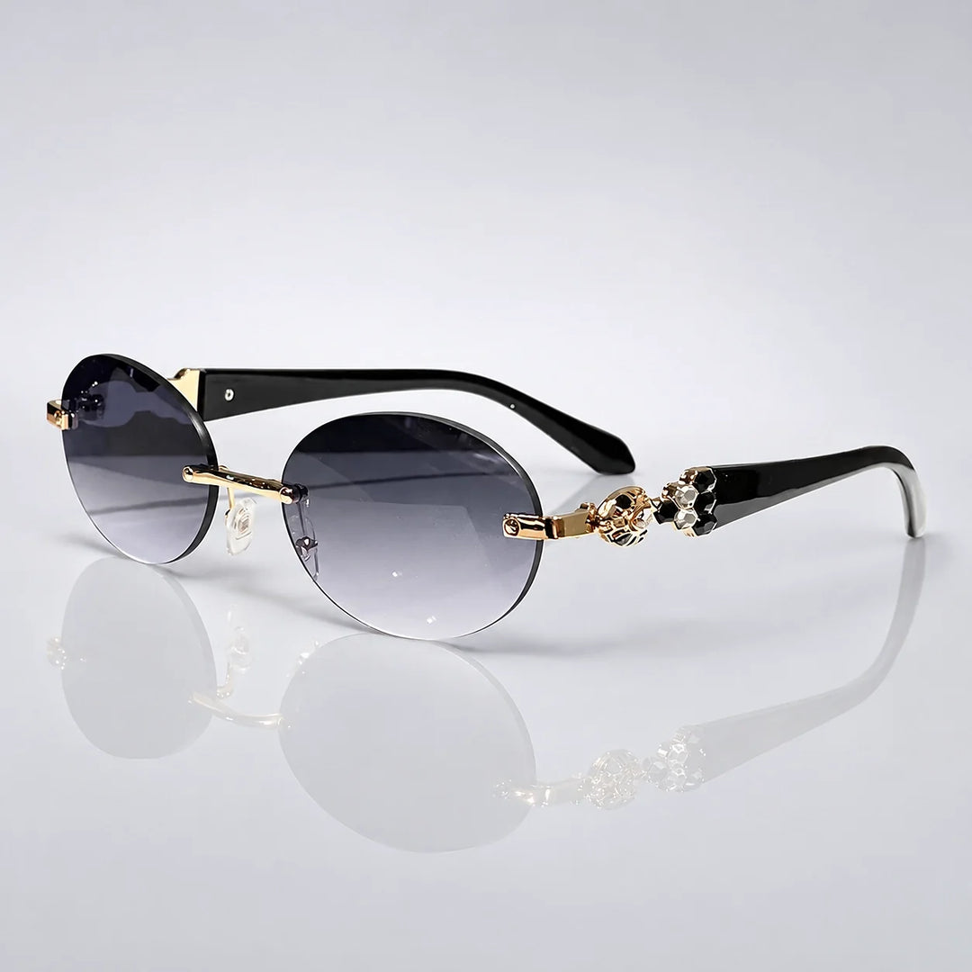 Quelra Bijou Sunglasses — 渐灰片金配件黑白钻黑色镜腿 (sunglasses hero)