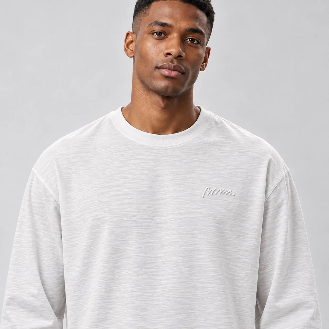 Delsaire Cotton Crewneck Tee — White (apparel detail)