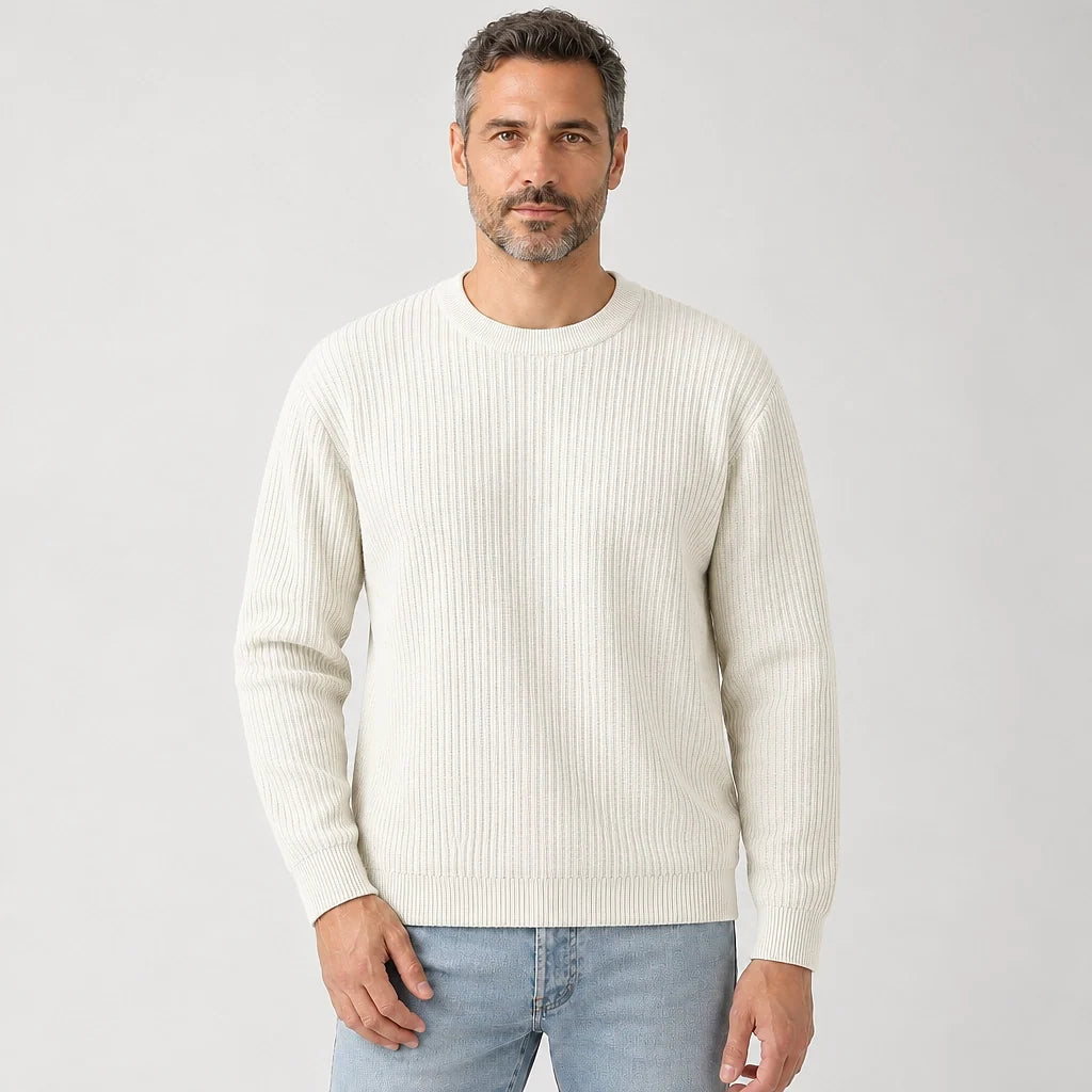 Harlen Ribbed Crewneck Sweater — White (apparel front)