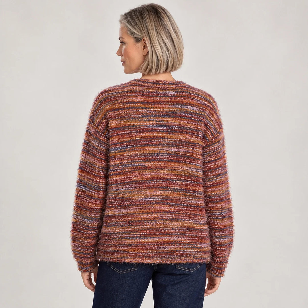Belara Cotton Blend Cardigan — Wine Red (apparel back)