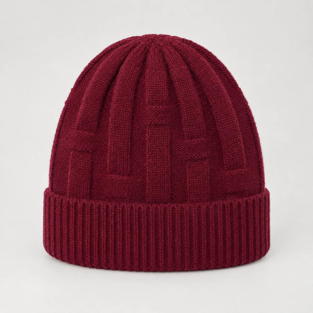 Drummond Wool Beanie — Wine Red (headwear solo alt)